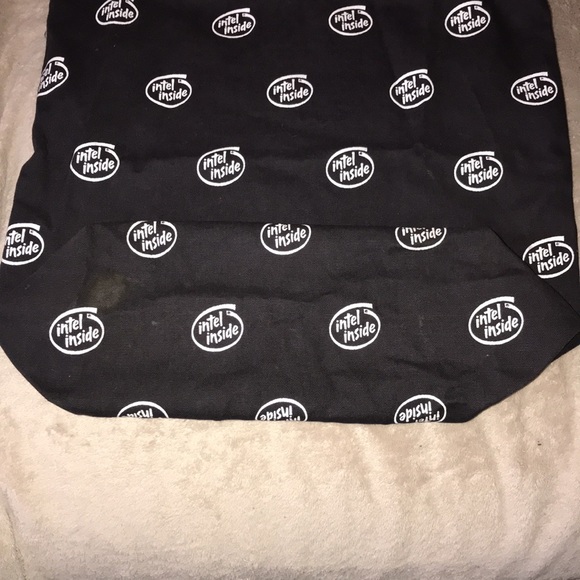 Intel inside canvas tote bag black white red 💕 - Picture 3 of 6